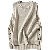 HangNiFang Women's Round Neck Sleeveless Pullover Ribbed Knit Sweater Vest Top