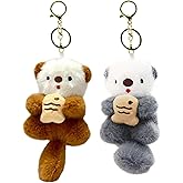 Cute Otter Keychain Cute Animal Keychain Pendant Suitable For Attaching To Your Keys Wallet Or Backpack Ideal Valentine's Day Gift(2pcs) (Grey and Dark Brown)