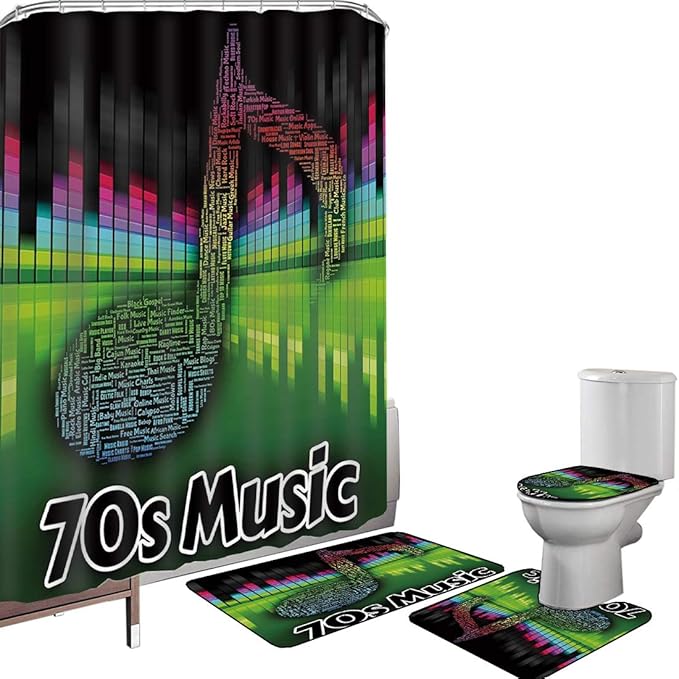 Duschvorhang Set Badezimmerzubehör Teppich 70er Jahre Partydekorationen