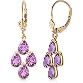 Galaxy Gold GG 14k Yellow Gold Leverback Earrings with Amethysts Dangle