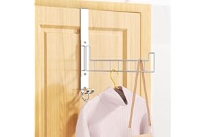 XILIMEN Over the Door Hooks Hanger, Wall Mounted Drying Rack Clothing, Rotatable 180° Stainless Steel Door Coat Hanger for Clothes, Coats&Towels, Over the Door Drying Rack for Laundry Rooms, Bedroom, Bathroom