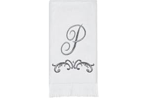 Avanti Linens - Fingertip Towel, Soft & Absorbent Cotton Towel, Scroll Design, Cursive Style Decor (Monogram Collection, Initial P)