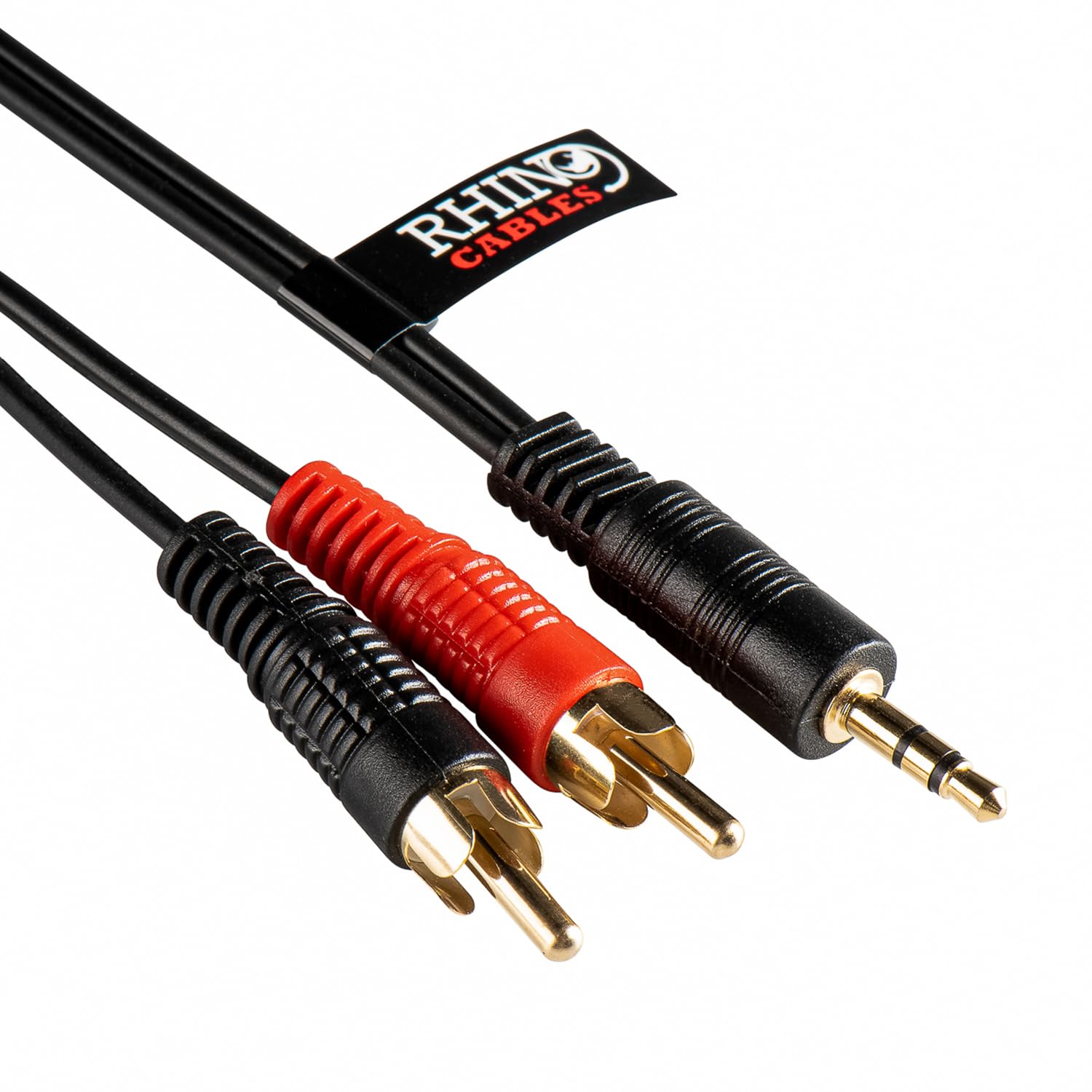 rhinocables 2 Male RCA to 3.5mm Male Plug, Twin RCA Male Phono to 3.5mm Jack, Male to Male 3.5mm to RCA Audio Cable with Gold Contacts for Speaker, Hi-Fi, TV, Phone, Amplifier (20m)