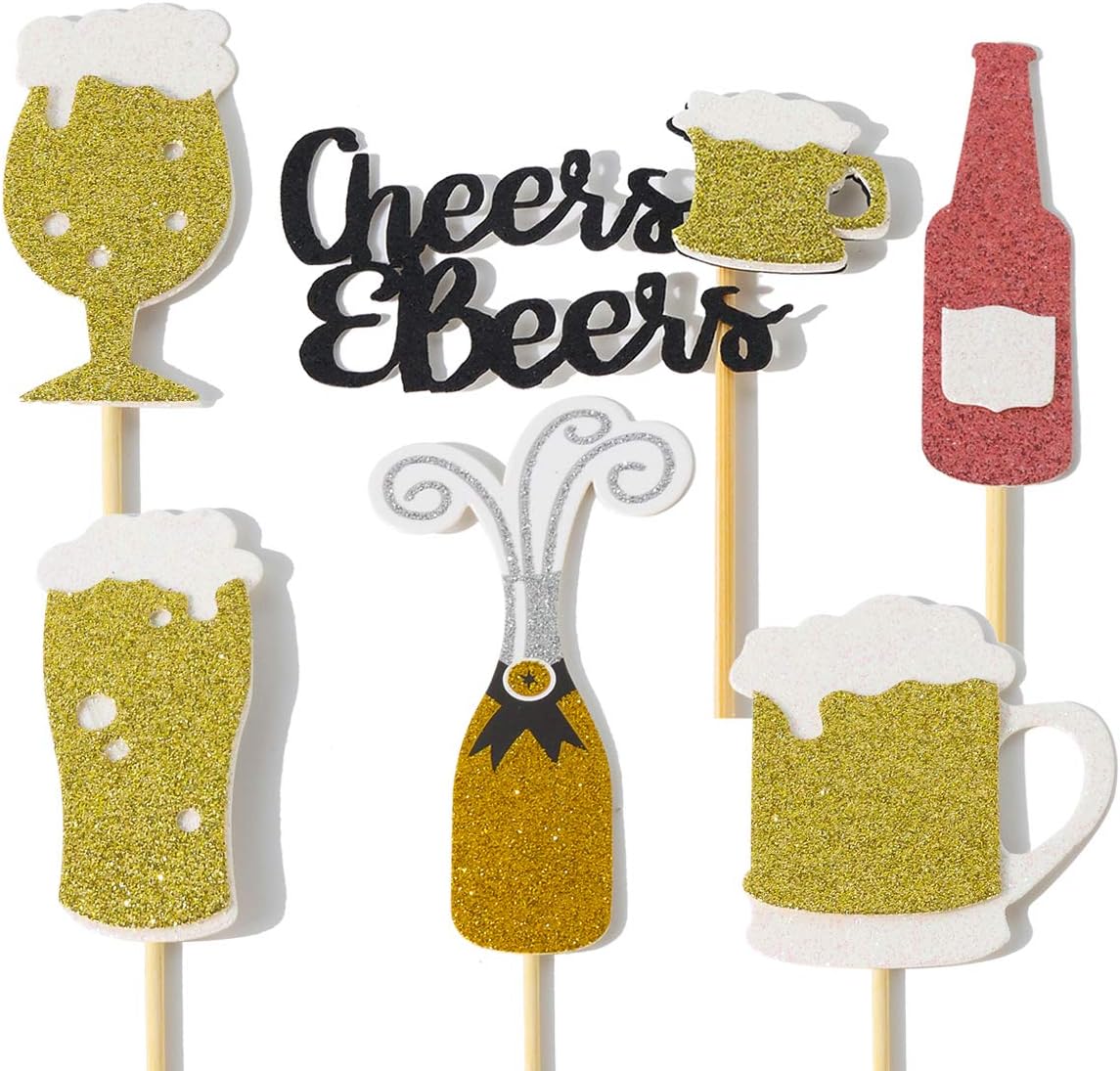 Hawaii Luau Party Oktoberfest Bachelorette Wedding Baby Shower Cheers Beers Birthd 24pcs Beer Mug Cupcake Toppers Gold Glitter Cheers And Beers Cupcake Topper For Men Women Birthday Party Decorations Party Supplies Toys