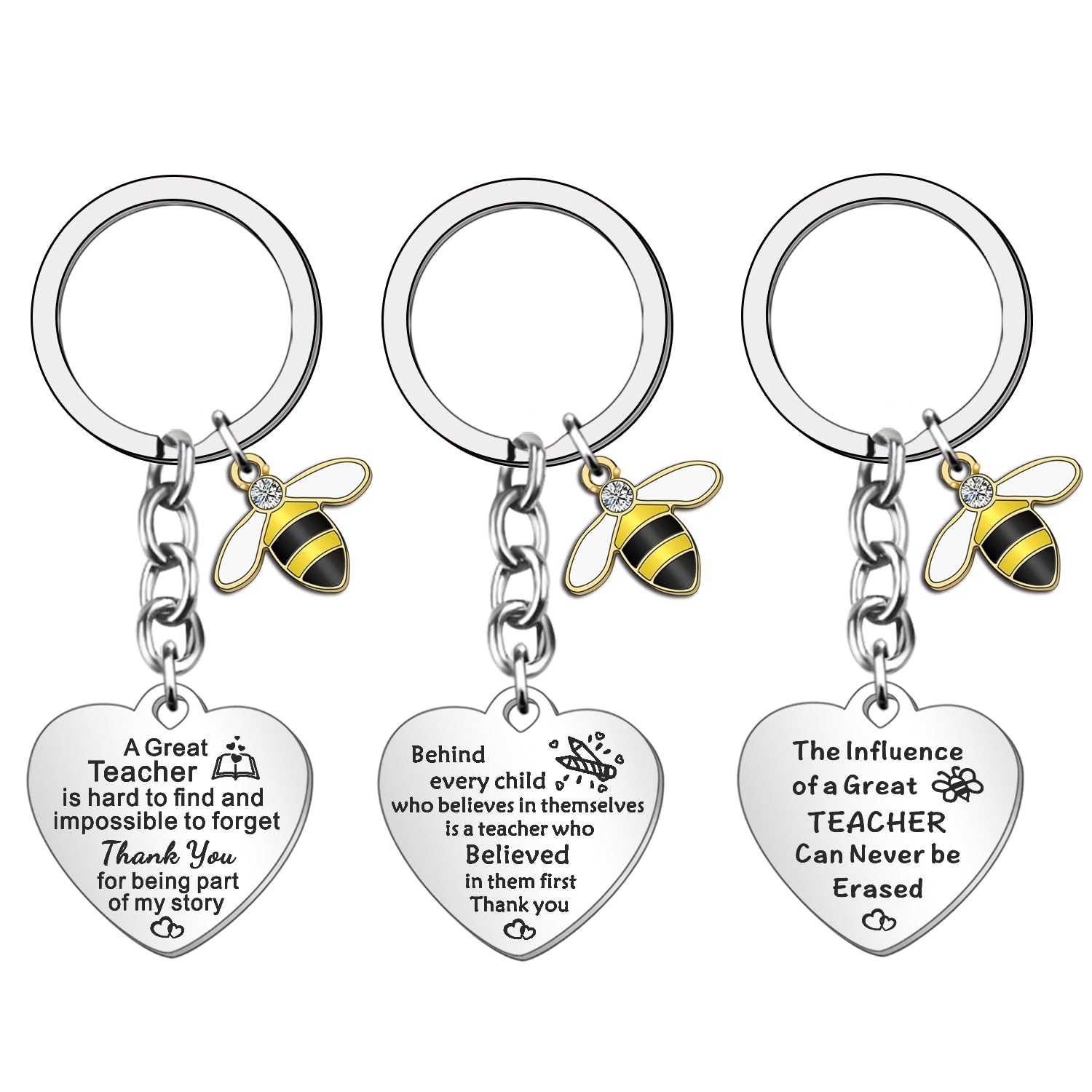 JETTOP Teacher Gifts Keyring Thank You Teacher Gifts for Women Men Personalised Teacher Gifts Best Teacher Gifts 3PCS