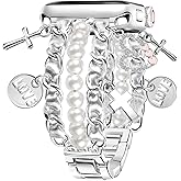 Cute Strap for Apple Watch Bands for Women 40mm 38mm 41mm 42mm 46mm 44mm 45mm 49mm, Stylish Cowboy Chain Bracelet for iWatch Bands Series 11 10 9 8 7 6 5 4 3 SE SE2 SE3 with Metal Dangles