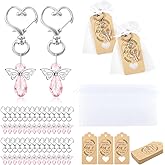 GWHOLE Angel Keychains with White Organza Bags & Gift Tags for 30 Guests, Baby Shower Guest Gifts Baptism Favors Wedding Favors for Guests, Pink