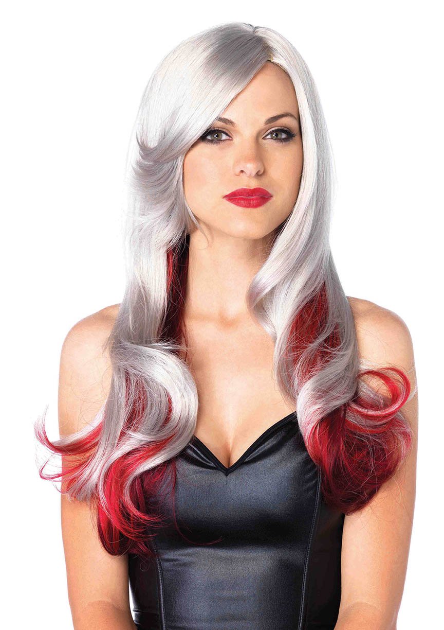 Ladies Leg Avenue Allure Multicolour Wig, Costume, Fancy Dress, Grey/Black