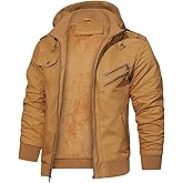 HOOD CREW Men’s Jackets Winter Thicken Fleece Lined Outerwear Tactical Military Cargo Jacket with Hood