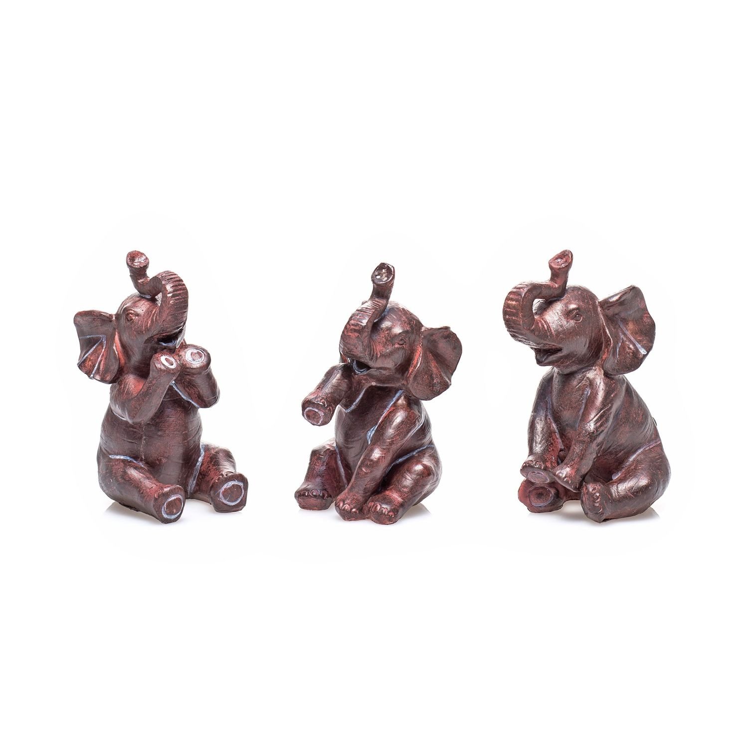 Pajoma 79679 Decorative Baby Elephants, Synthetic Resin, Set of 3, Height 14 cm.