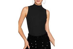 Women's Sleeveless Turtlenecks Mock Neck Ribbed Knit Top Pullover Sweater Vest