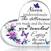 Ewong Retirement Gifts for Women, Inspirational Farewell Keepsake for Coworker Leaving, Appreciation Acrylic Plaque for Retired Friend Teacher Nurse, Home Office Desk Decoration (Next chapter- Purple)