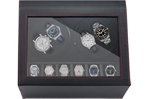 NOSTHEART Watch Winder for Automatic Watches , 4+6 Watch Winder Storage Display Box with Luxury Fiber Leather Japanese Quiet Motor, Flexible Watch Pillows Watch Case for Man and Woman's Watches Ac Adapter