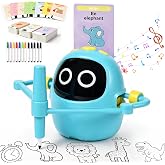Jusvenmt Drawing Robot for Kids, Smart Drawing Machine with 220 Flashcards | Voice Interactive Montessori Painting Learning Toy, 12 Colorful Pens DIY Arts &amp; Crafts Birthday Gift for Boys Girls Ages 3-8