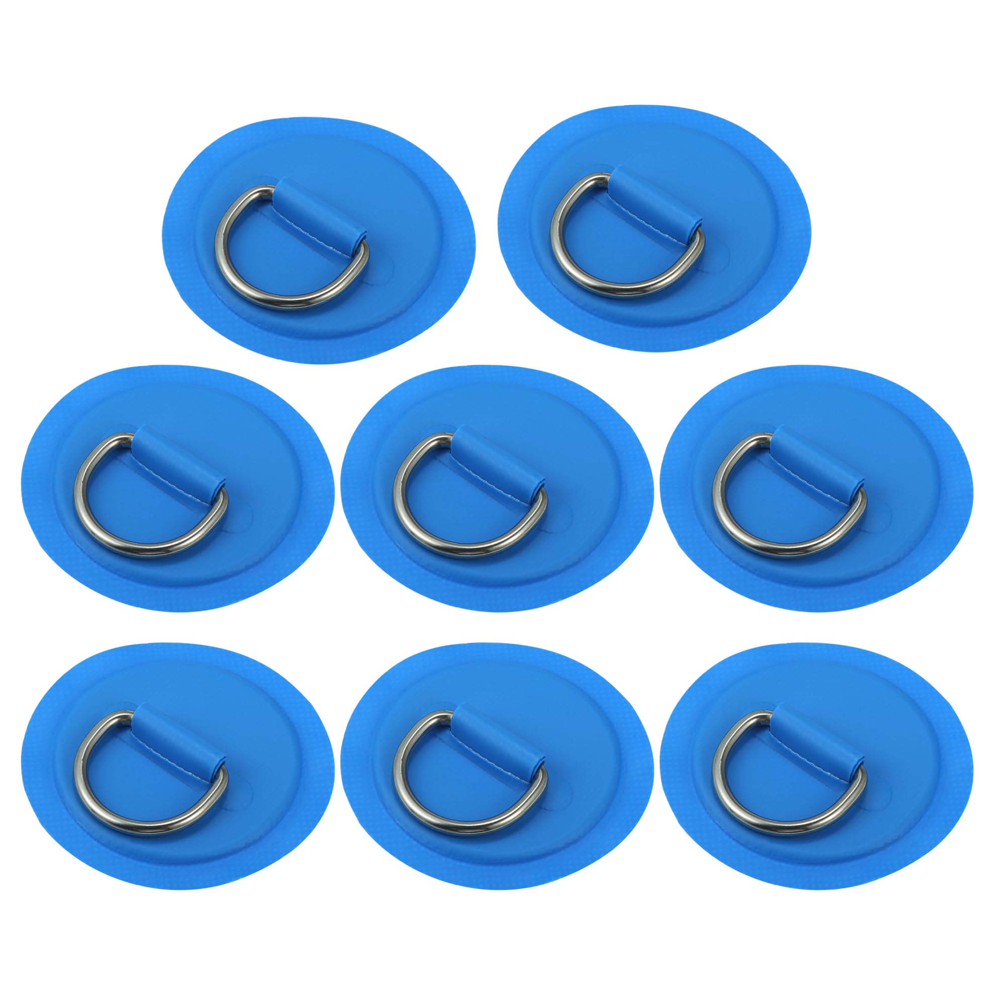 X AUTOHAUX 8pcs 8cm Blue D Ring Patch Pad PVC Stainless Steel for Surfboard