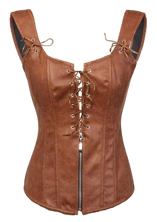 Bslingerie Damen Kunstleder Leder-Optik Corsage Korsagen