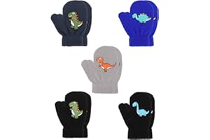 QKURT 5 Pair Toddler Stretchy Mittens, Baby Magic Mittens, Winter Mittens for 2~5 Year Old Baby Girls Boys School Playing