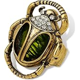RechicGu 3 Colors Egyptian Scarab Beetle Ring Vintage Costume Jewelry with Crystal Green Rhinestone,Funky Stretch Rings for Women,Art Deco Moth Ring,Cleopatra Costume Accessory