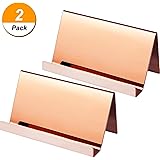 Maxdot 2 Pack Stainless Steel Business Cards Holders Desktop Card Display Business Card Rack Organizer (Rose Gold)