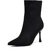 Elisabet Tang Ladies Dress Ankle boots 3.5IN Pointed toe - Mid Heel Stiletto Work Booties for Women Trendy Short Boots