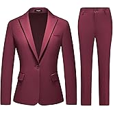 Lamgool Womens Suit 2 Piece Set Business One Button Peak Lapel Blazer Jacket with Pants for Office Ladies