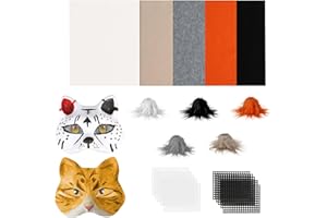 Giftota 20 Pcs DIY Cat Therian Mask Material Kit with Felt Fabric Sheet, Plush Faux Fur, Eye Mesh (No Mask)