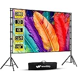 Projector Screen with Stand, Wootfairy 150 inch