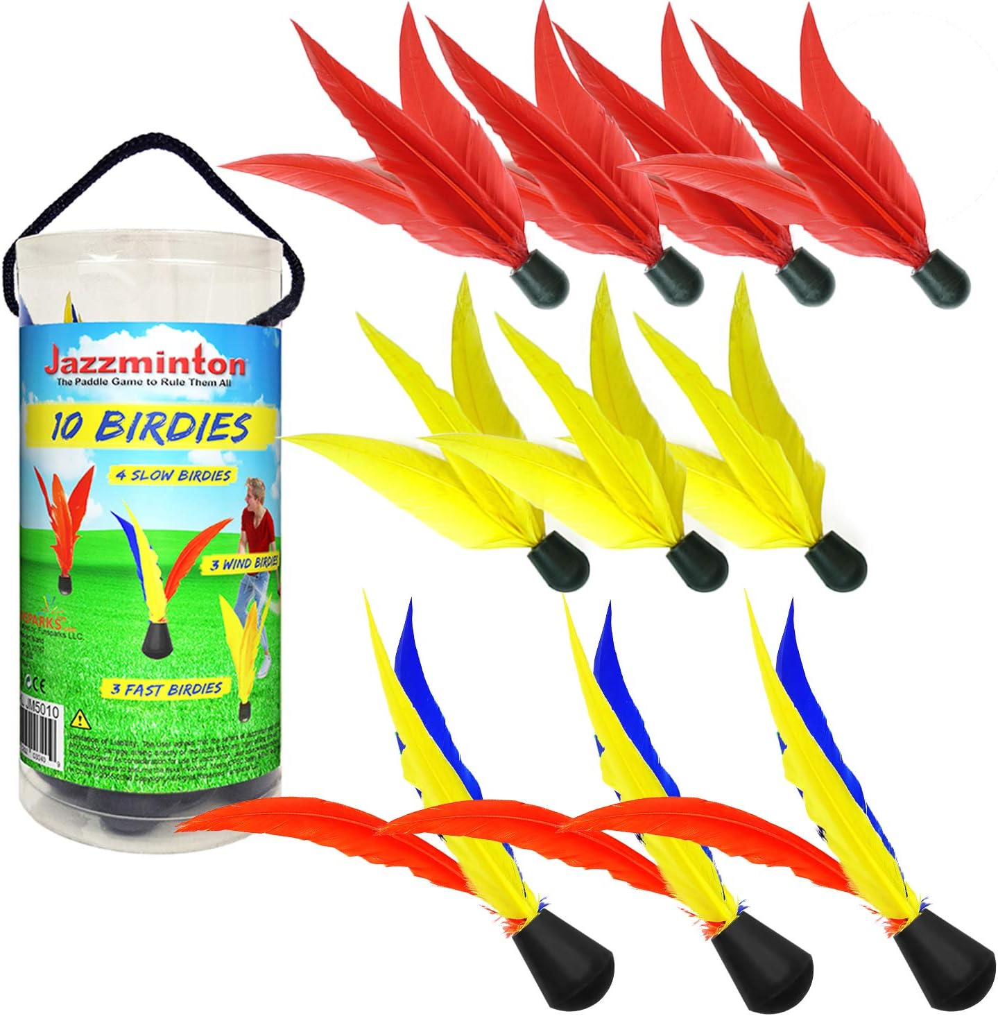 Funsparks Jazzminton 10 Replacement Birdies or Shuttlecocks for Indoor and Outdoor Game - Played at Parks, Beach, Lawn, Yard, or Tailgating : Sports & Outdoors