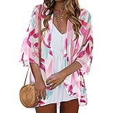 Women Kimono Cardigans Casual Summer Tops Cover up Open Front Floral Print Resort Wear