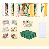 6 Pack Medium Gift Bags with Tissue Paper & Cards - Sage Green Tropical Floral Gift Bags for Women, Birthday, Baby Shower, Wedding Favors - Premium Boho Paper Gift Wrap Bags Bulk with Ribbon Handles (8x10 Inches)