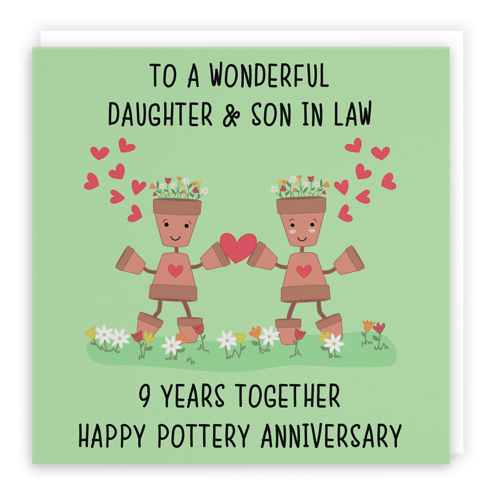 Hunts England - Daughter And Son In Law 9th Anniversary Card - To A Wonderful Daughter & Son In Law - 9 Years Together - Happy Pottery Anniversary - Iconic Collection — image 1