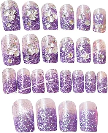 Amazon Bestoyard ネイルチップ ネイルステッカー ブライダル 花嫁ネイル ネイルつけ爪 きらめき 優雅 ネイル用品 女性 ウェディング 日常 パープル Bestoyard ネイルチップ 通販