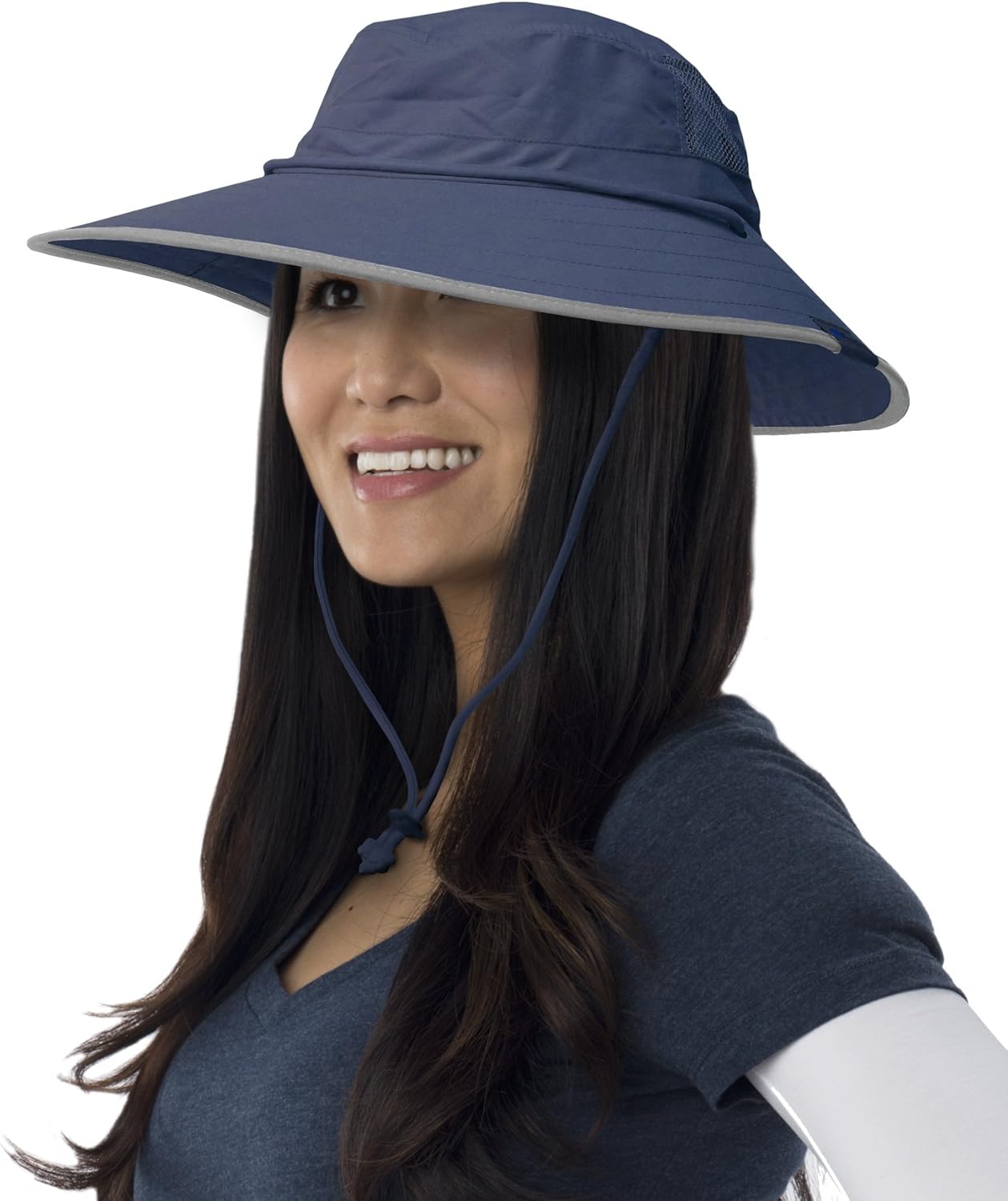Sun Protection Zone Unisex Booney Hat (Navy with Silver Trim) at Amazon