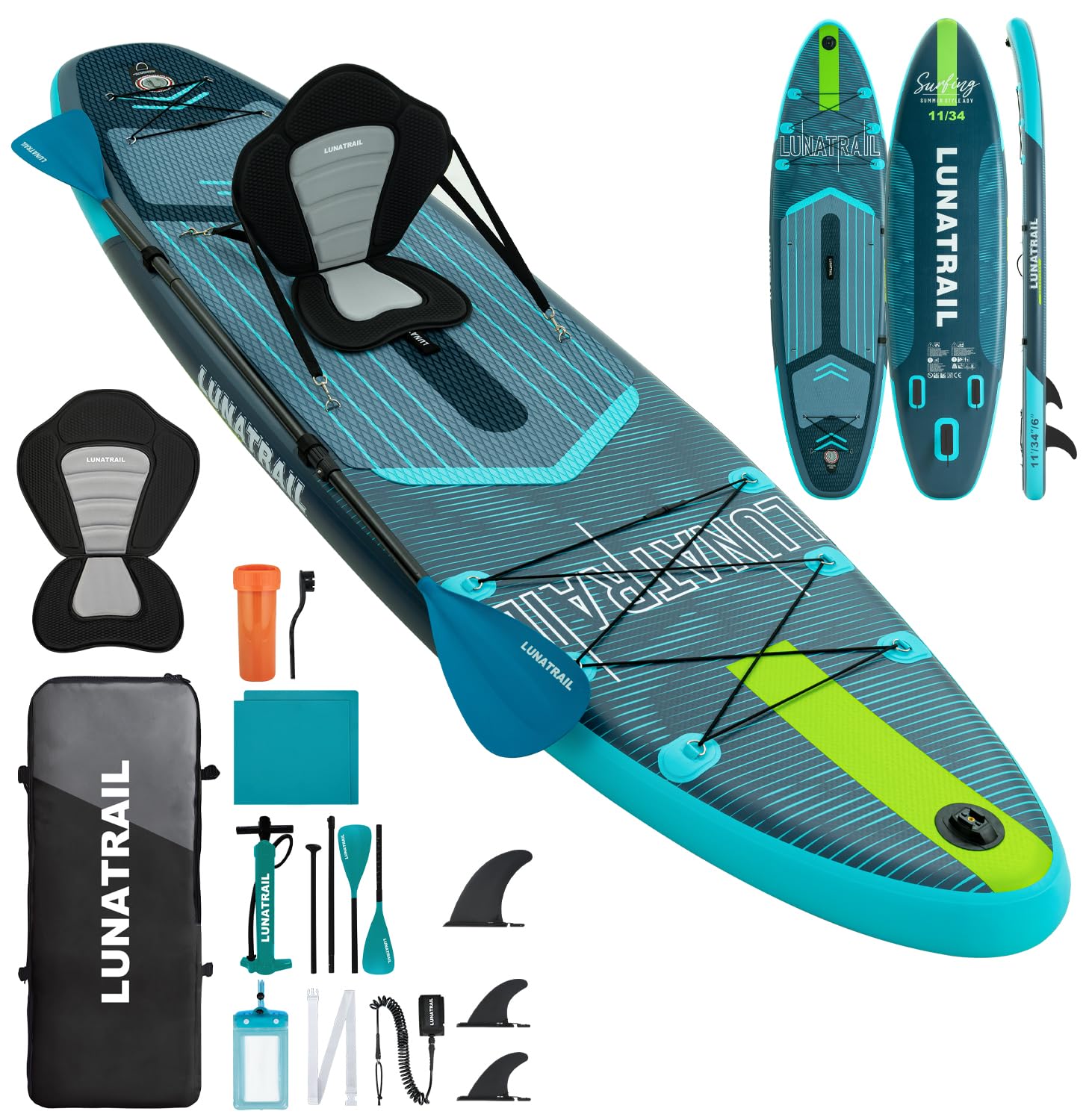 Photo 1 of ?11'×34"? Extra Long/Extra Wide Premium Inflatable Stand Up Paddle Board (SUP) – Portable & Lightweight for Yoga, Surfing, Family Fun | Complete Kit with Paddle, Pump, Bag | Durable Design