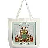 Pickle Tote Bag for Women, Vintage Pickle Jar Farmers Market Tote, Tote Gift Bag for Pickle Lover, Pickled Food Enthusiasts Gifts, Pickles Shoulder Bag Gifts for Women Friends Sisters Colleagues -93