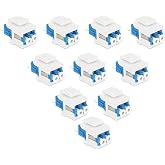 DIYTECH Fiber Optic Keystone Jack LC Duplex Singlemode, for Keystone Coupler Wall Plate, LC Coupler, Fiber Patch Panel, XLR Patch Panel (10-Pack)
