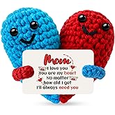 Zetckzilv Mother Birthday Gift from Daughter Son Mini Handmade Positive Crochet Heart Doll Gift Ideas for Mom Grandma Mother in Law Love Mom Christmas Mothers Day