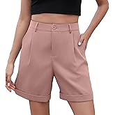 Bettysays Shorts for Women Bermuda Shorts Casual Elastic Waist Wide Leg Shorts with Pockets