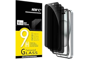 NEW'C 3 Pack Privacy Screen Protector for iPhone 16, iPhone 15 (6.1 inches), Anti-Spy Tempered Glass Film,Case Friendly Ultra