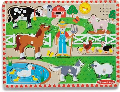 Melissa & Doug Old MacDonald’s Farm Wooden Animal Sound Puzzle for Toddlers 2+