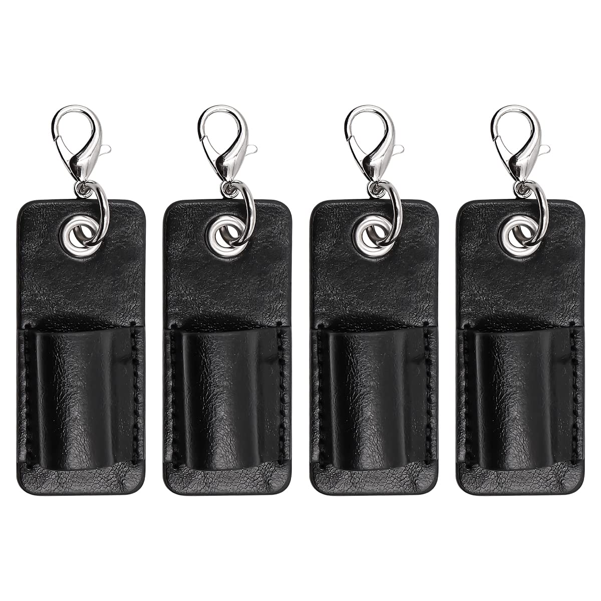 CENPEK 4 PCS Portable Lanyard Pen Holder Leather Badge Pencil Holder Pocket Protector for Neck Lanyard Badge Keychain