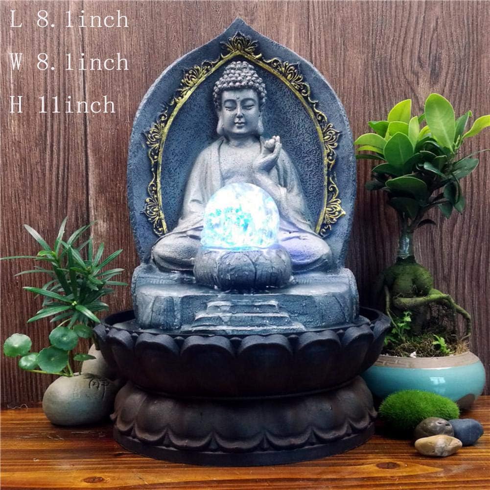 Tabletop Fountains Tabletop Zen Fountain Waterscape Fountain Resin Fountain, Sitting Buddha Fountain Tabletop Decorative Water Fountain 11inch