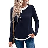 LilyCoco Womens Long Sleeve T Shirts Casual Basic Fall Crewneck Layered Shirt