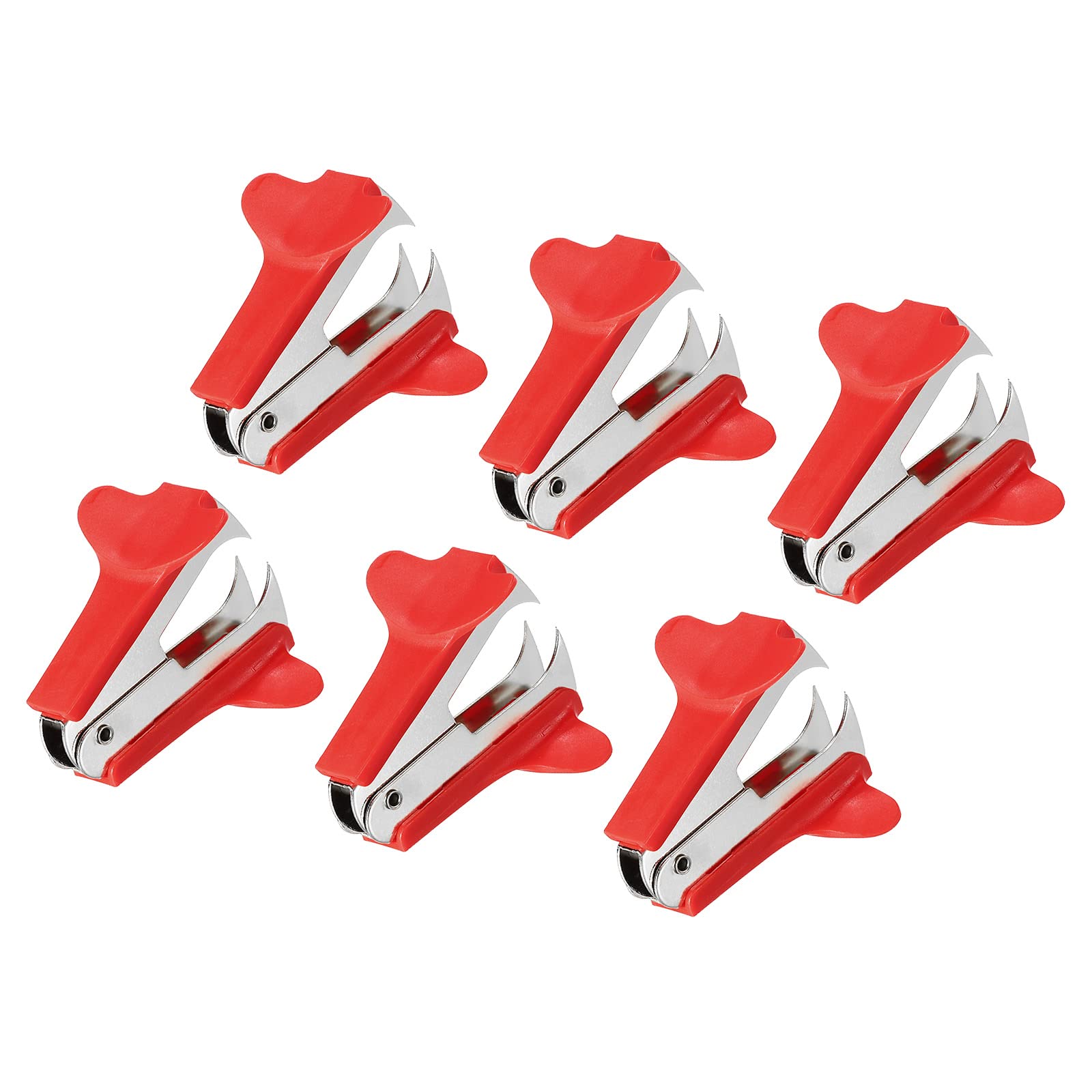 YOKIVE 6 Pcs Staple Remover, Mini Puller Steel Jaw | Staples Removal Great for Office Home Desktop (Red)