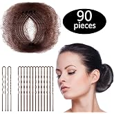 Zonon 50Pcs Bun Hair Nets &amp; 40Pcs U Shaped Pins for Ballet, Invisible Elastic Edge Mesh Ballet Bun Nets Hair Accessories Set for Women, Girls, Kids(Brown)