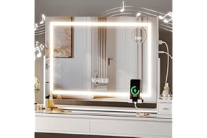 YITAHOME Vanity Mirror with Lights 24.6"x20" LED Lighted Makeup Mirror, Large Makeup Mirror with Lights, Touch Screen with 3-Color Lighting, Led Mirror Makeup, Dimmable, for Vanity Desk Tabletop
