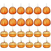 Pinenjoy 24Pcs Orange Pumpkin Hanging Ornament 2 Inch Mini Pumpkin Ball Fall Harvest Decoration for DIY Crafts Thanksgiving Halloween Christmas Tree Autumn Party Table Home Decor