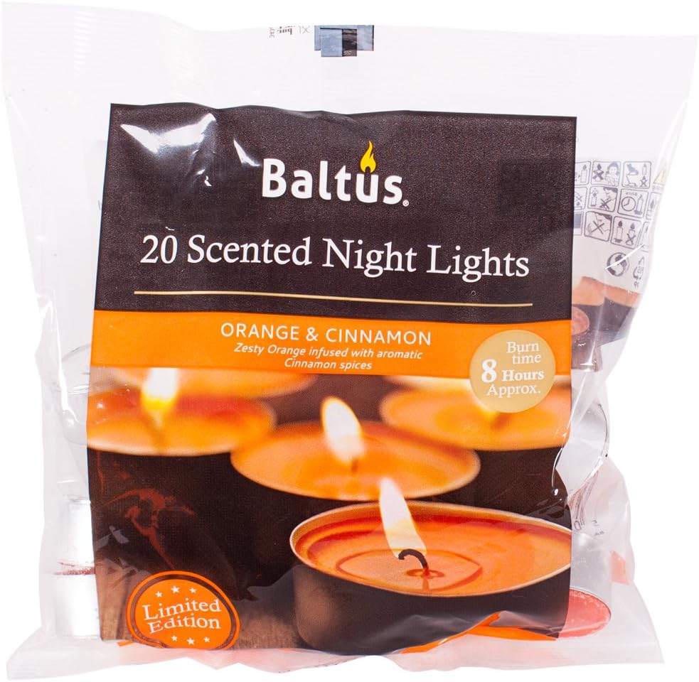 Winter Fragrance 8 Hour Tea Lights 20 Pack (Orange & Cinnamon), Small