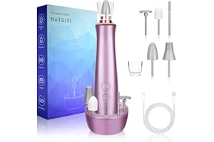 ROLOKIT Professional Manicure Pedicure Kit with Charging Base, Cordless Electric Nail Drill Set with 5PCS Drill Bits, 5 Speeds Electric Nail File Machine, Hand Foot Care Grinder Tool for Thick Nail Acrylic