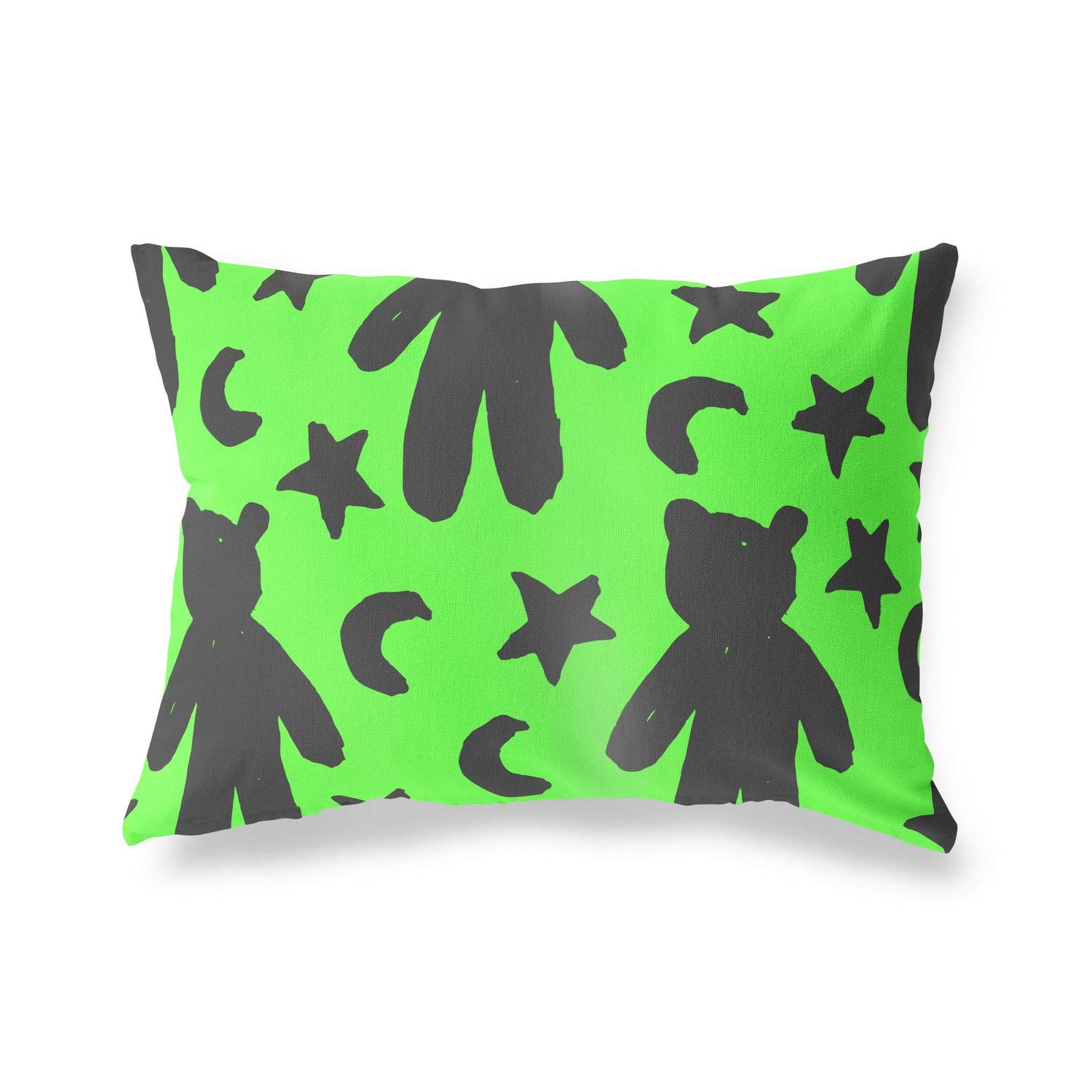 Bonamaison Decorative Cushion Cover Neon Green & Fume, Throw Pillow Covers, Home Decorative Pillowcases for Livingroom, Sofa, Bedroom, Size: 35x50 Cm - Designed and Manufactured in Turkey